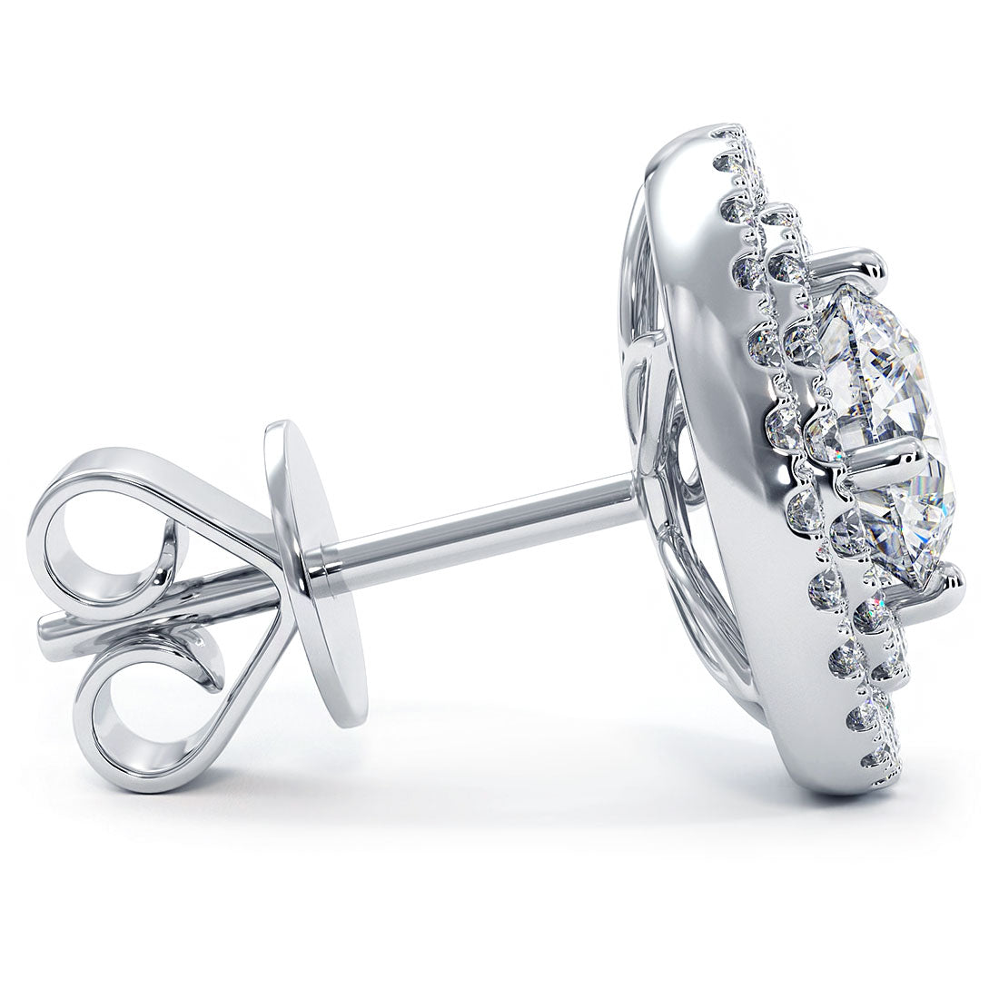 3.25ctw Round Brilliant Double Halo Diamond Studs Earrings 14k White Gold