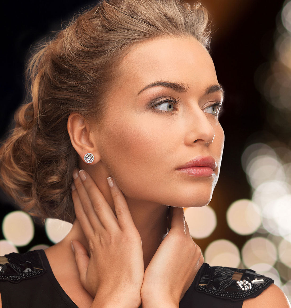 3.25ctw Round Brilliant Double Halo Diamond Studs Earrings 14k White Gold