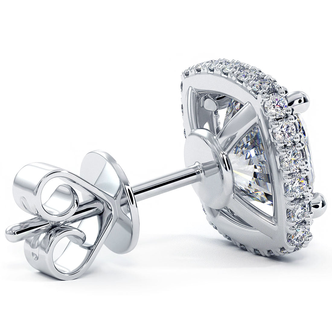 2.75ctw Cushion Cut Pave Halo Diamond Studs Earrings 14k White Gold