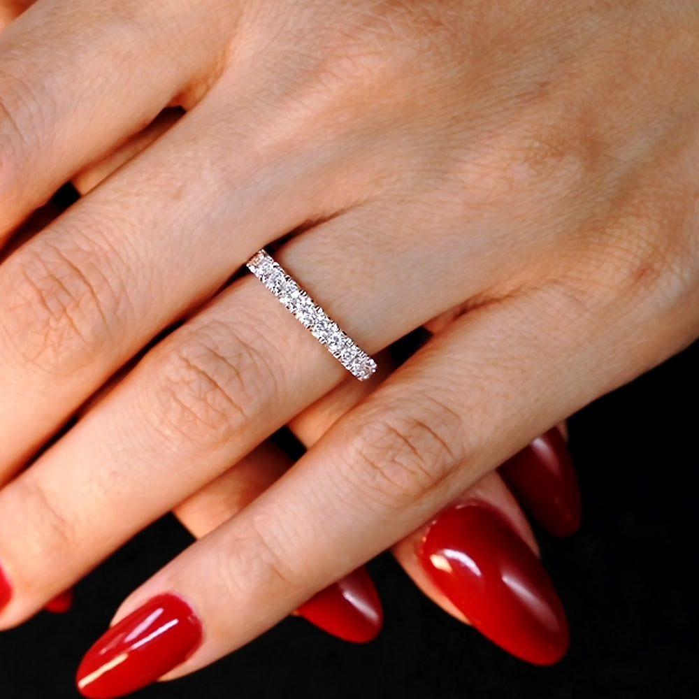 6.10ctw Pear Shape Eternity Matching Set Lab Grown Diamond Engagement Ring set in 14k White Gold