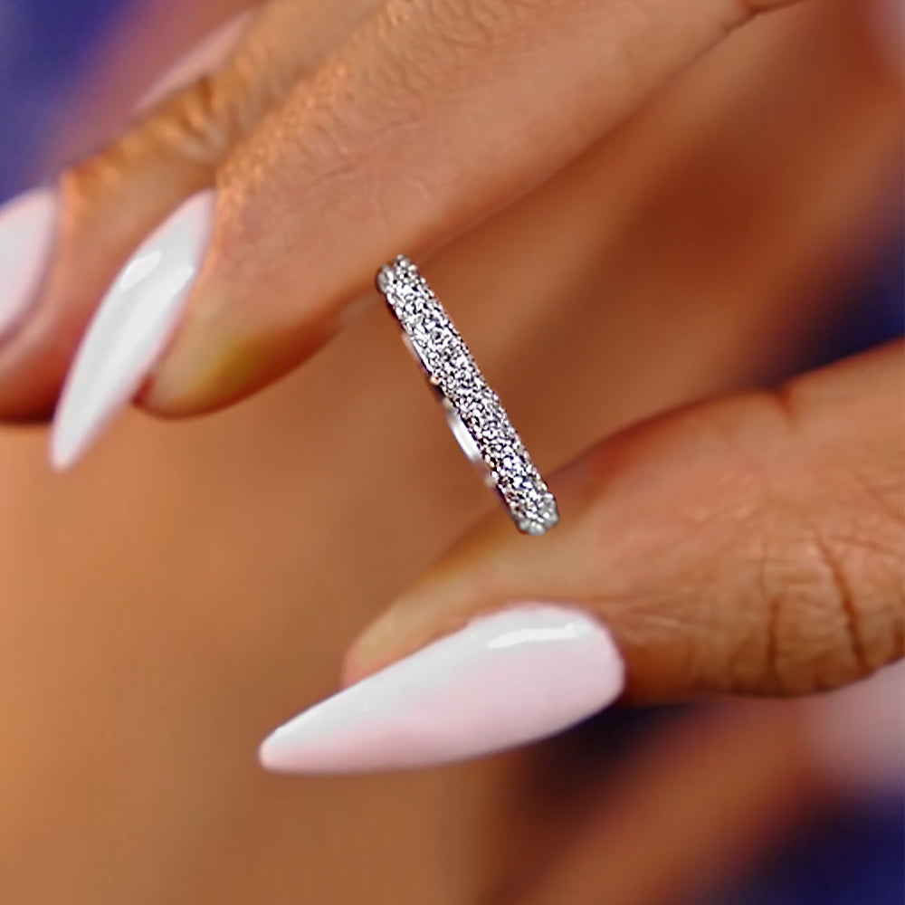 0.85ctw Trio Micropavé Diamond Wedding Band 14k White Gold