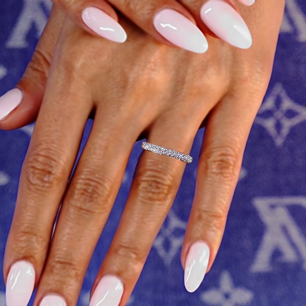 0.85ctw Trio Micropavé Diamond Wedding Band 14k White Gold