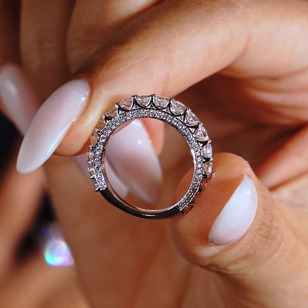 2.00ctw Graduated U Prong Micropavé Diamond Wedding Band 14k White Gold