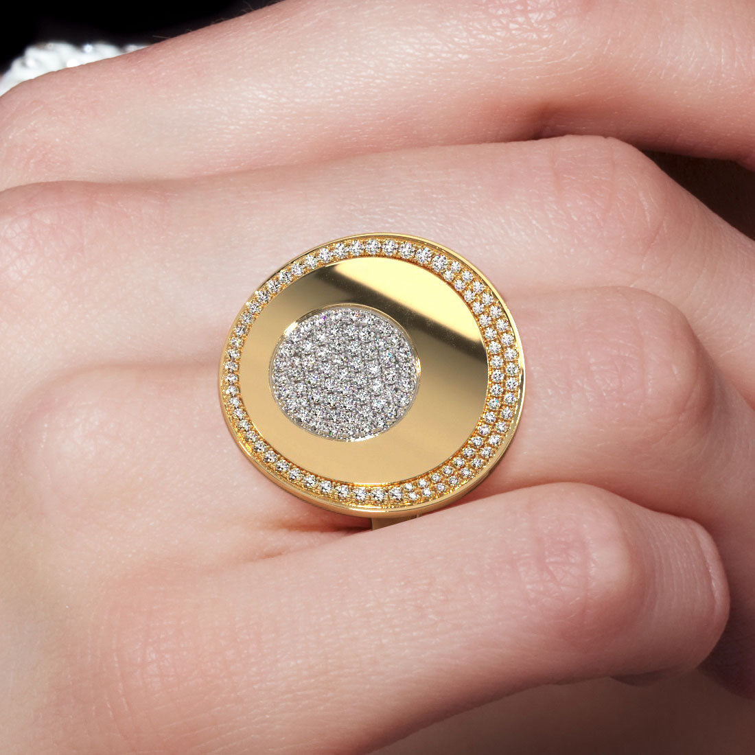 1.25ctw Diamond Circle Cocktail Fashion Ring 14k Yellow Gold