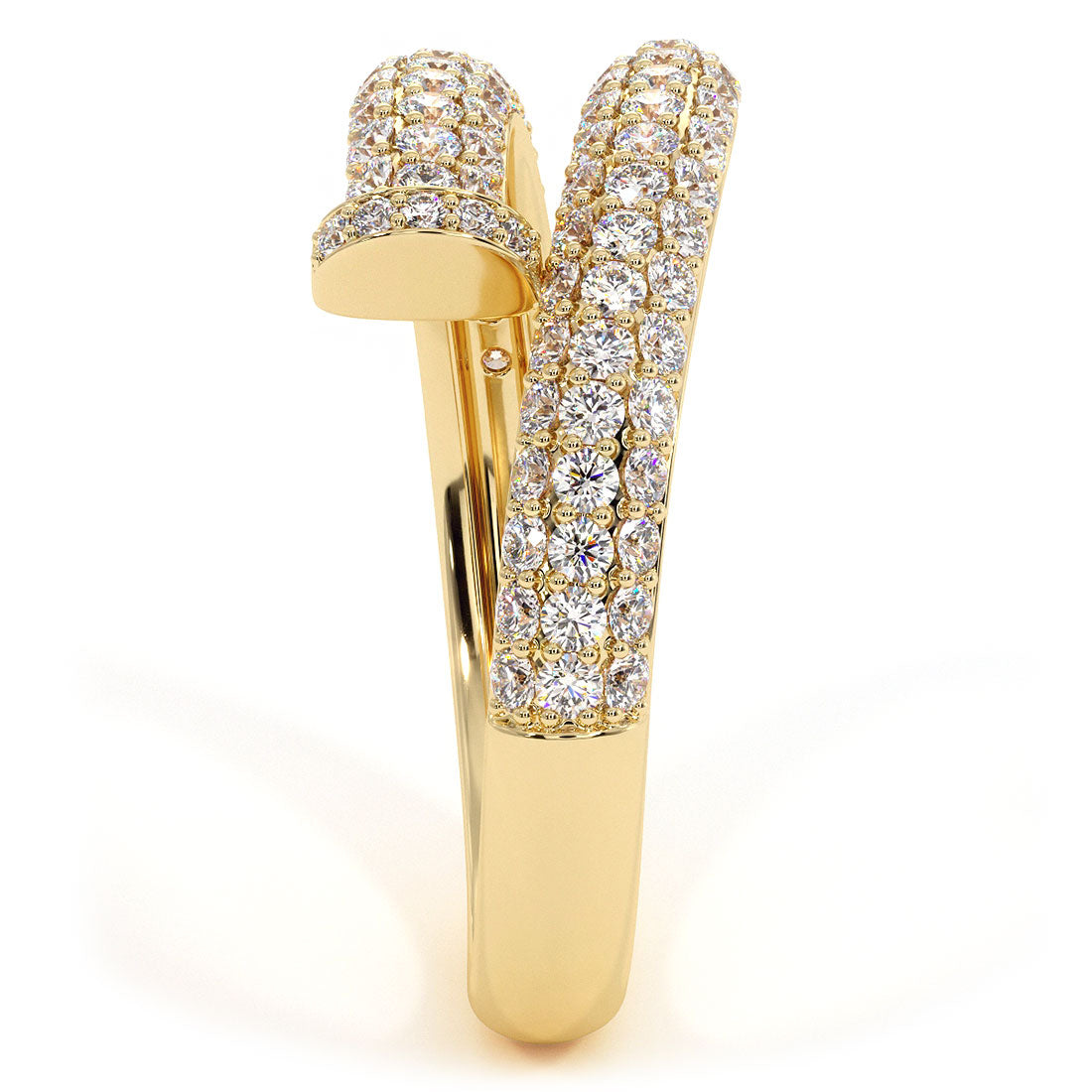1.55ctw Diamond Nail Ring Set In 14k Yellow Gold