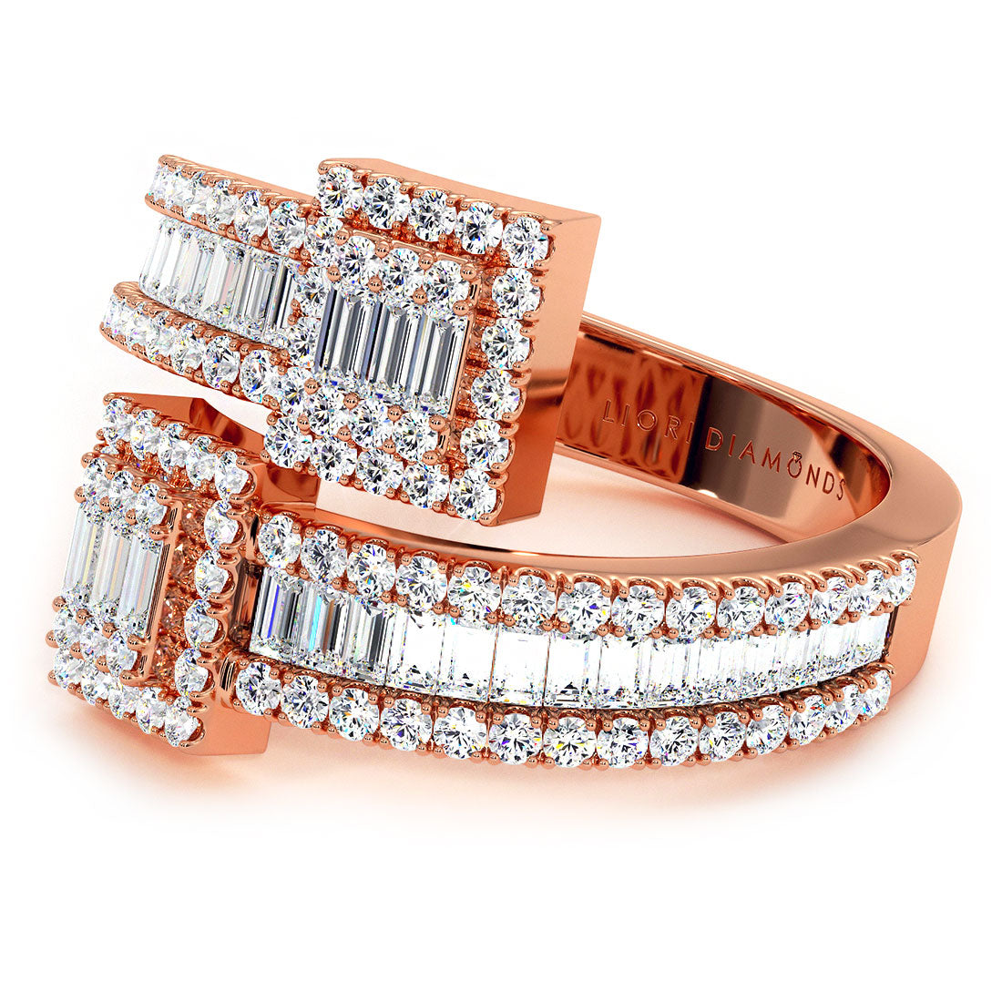 1.80ctw Natural Diamond Baguette Ring Set In 10k Rose Gold
