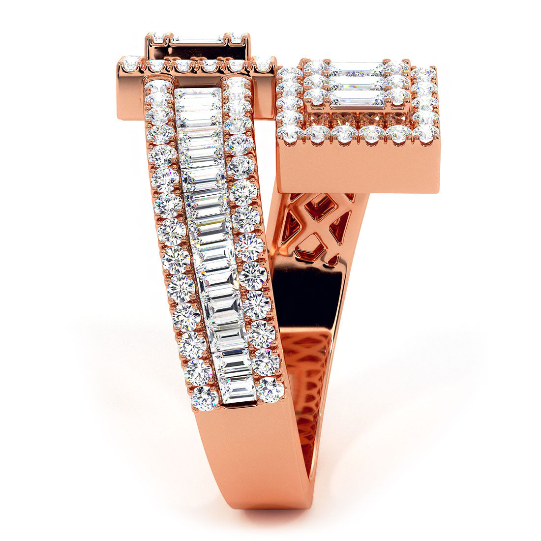 1.80ctw Natural Diamond Baguette Ring Set In 10k Rose Gold