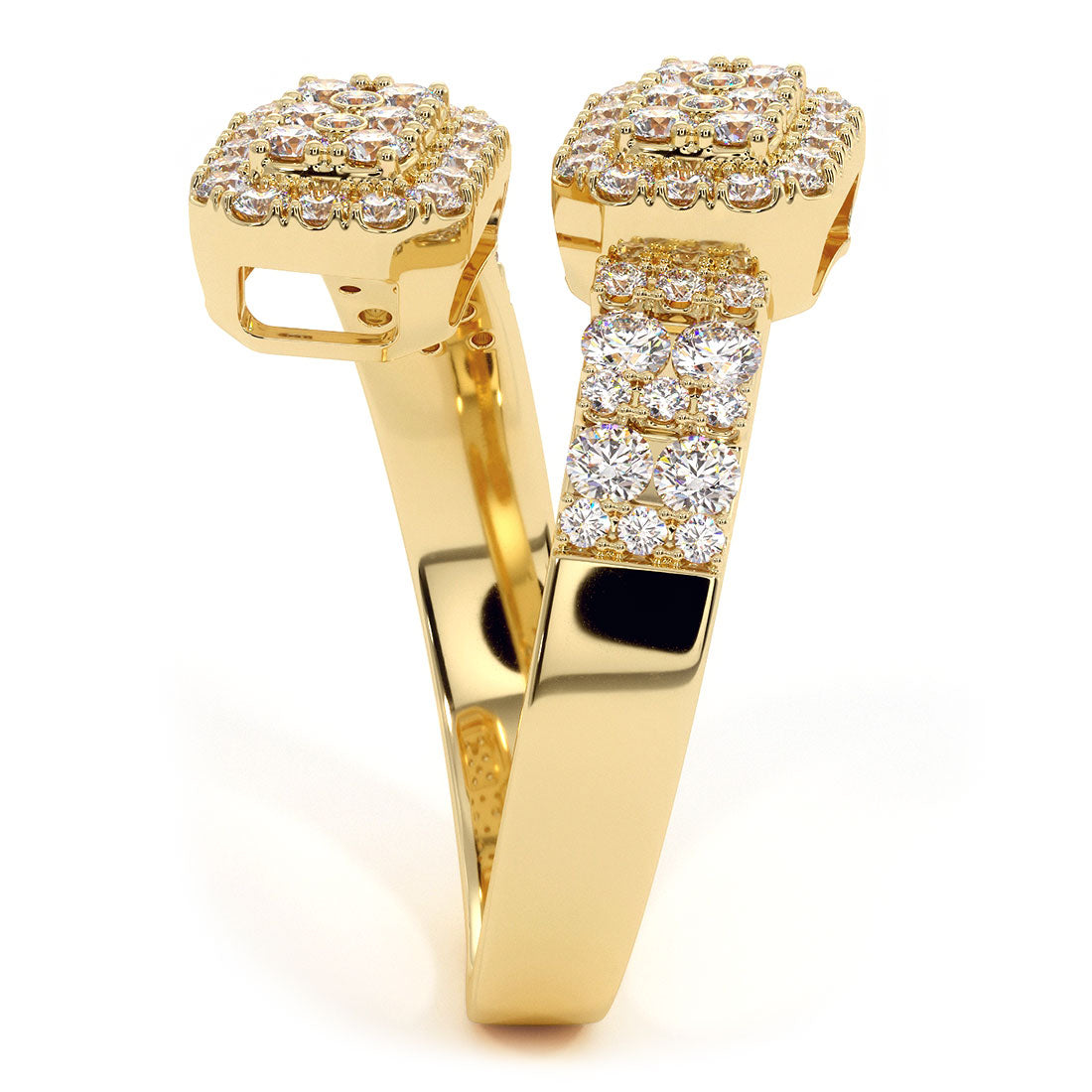 0.92ctw Natural Diamond Bangle Ring Set In 14k Yellow Gold