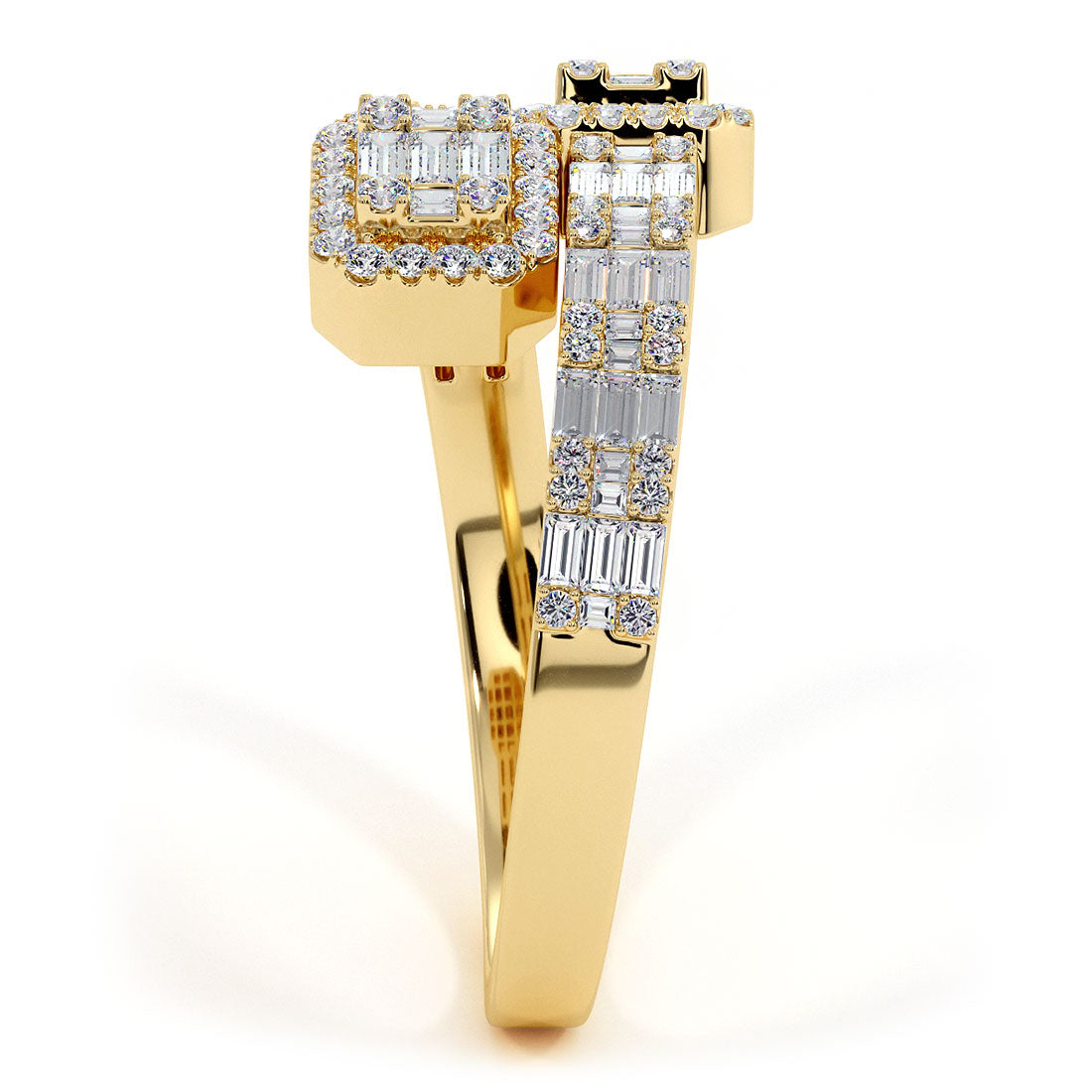 0.81ctw Natural Diamond Baguette Ring Set In 10k Yellow Gold