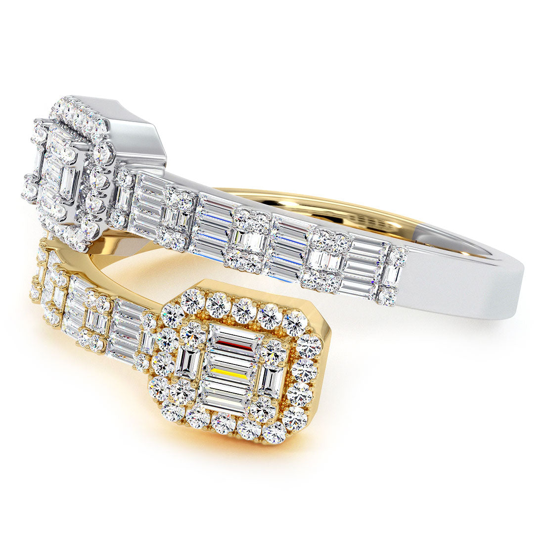 0.75ctw Natural Diamond Baguette Ring Set In 10k Yellow & White Gold