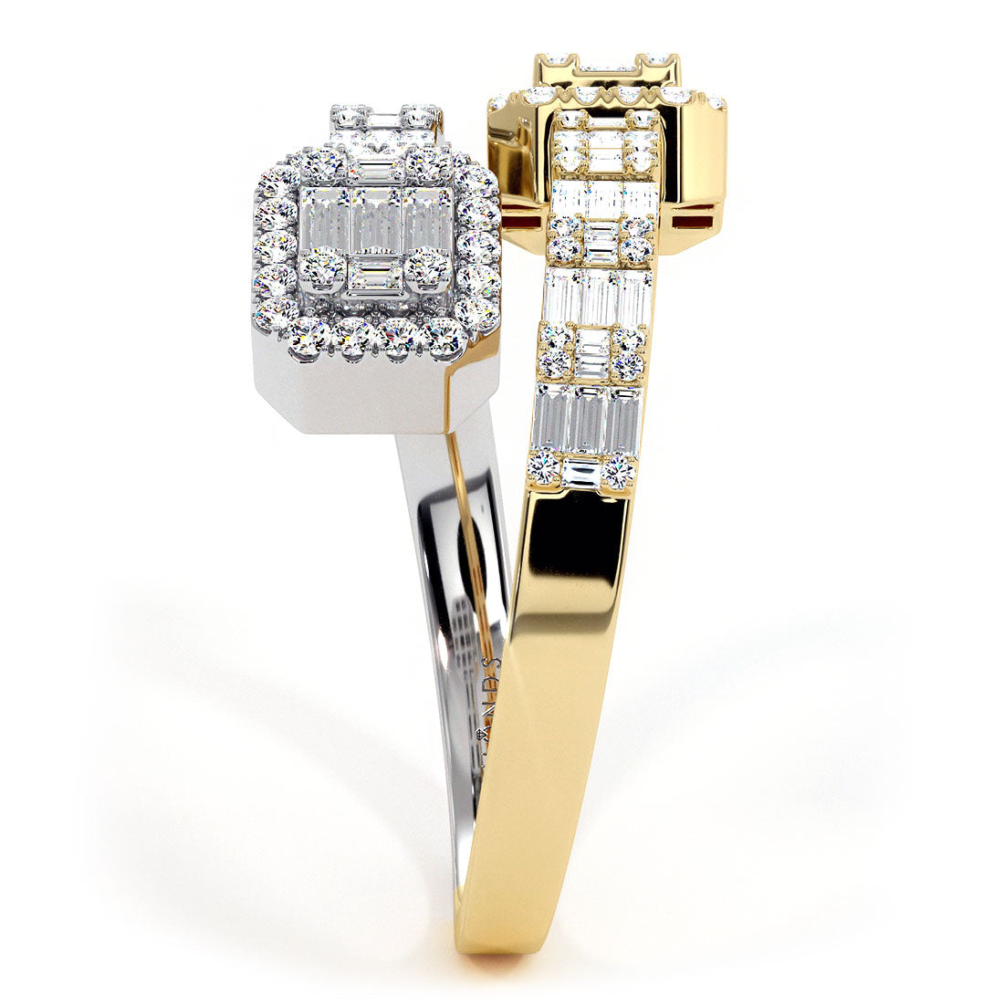 0.75ctw Natural Diamond Baguette Ring Set In 10k Yellow & White Gold