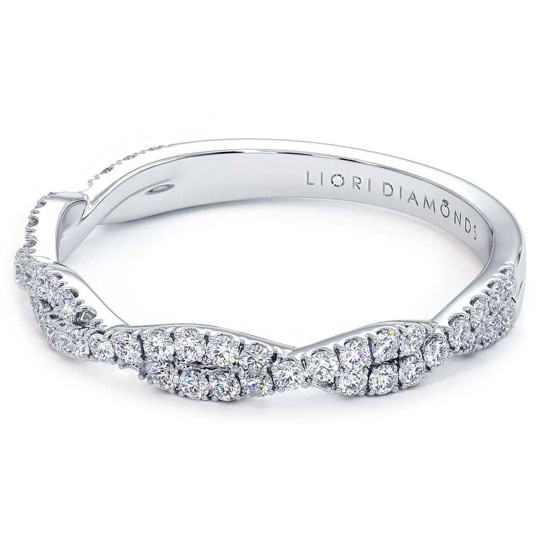 0.30ctw Pavé Twist Diamond Wedding Anniversary Band Ring 18k White Gold