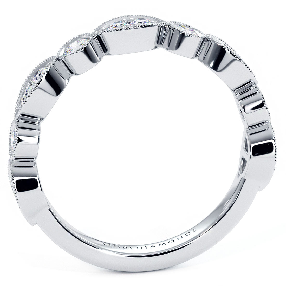 0.40ctw Art Deco Design Wedding Anniversary Band 18k White Gold Vintage Style