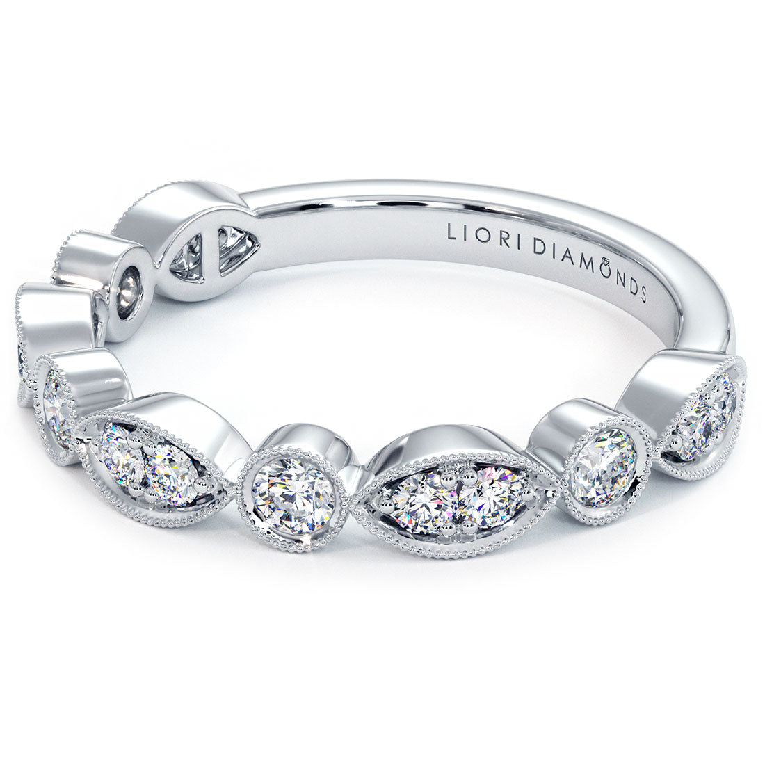 0.40ctw Art Deco Design Wedding Anniversary Band 18k White Gold Vintage Style