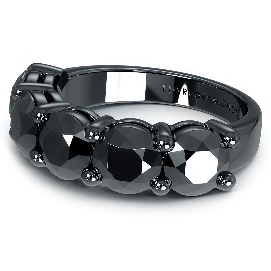4.25ctw Black Diamond 5 Stone Wedding Band Anniversary Ring 14k Black Gold