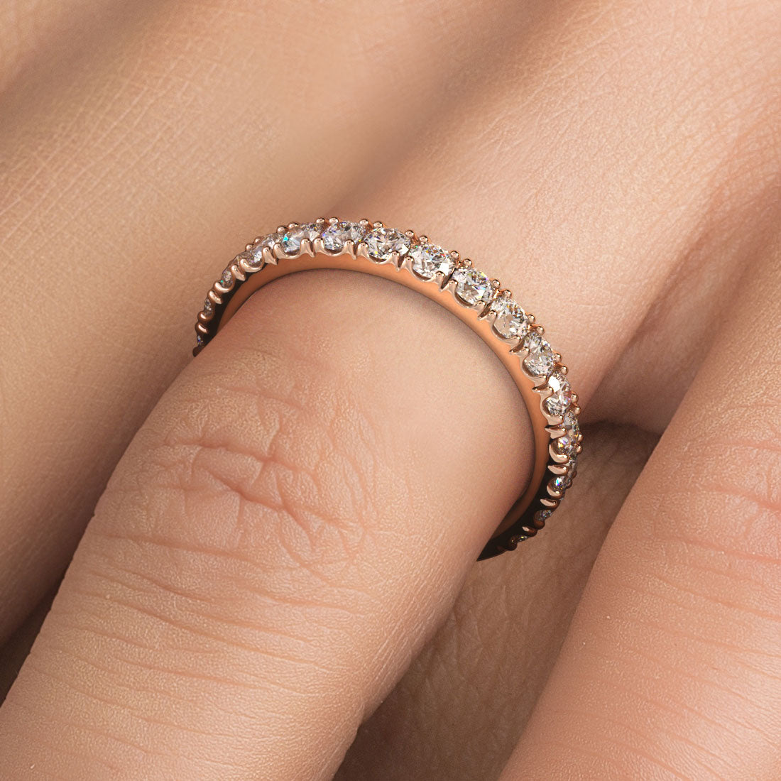 2.6mm Diamond Wedding Band Ring Anniversary Ring 1.15ctw 14k Rose Gold