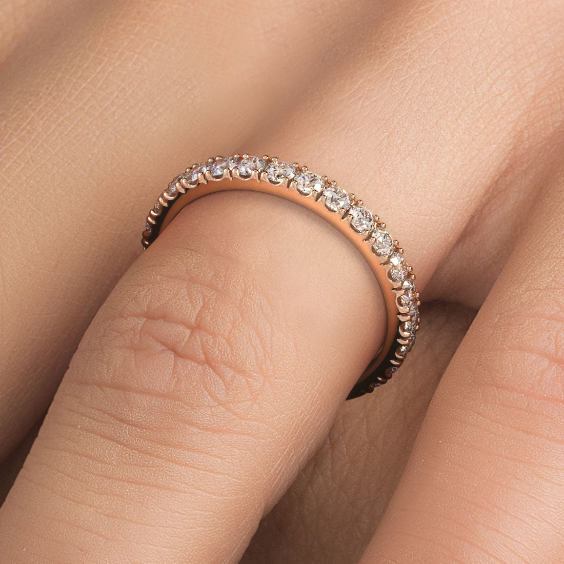 2.3mm Diamond Wedding Band Ring Anniversary Ring 0.75ctw 14k Rose Gold