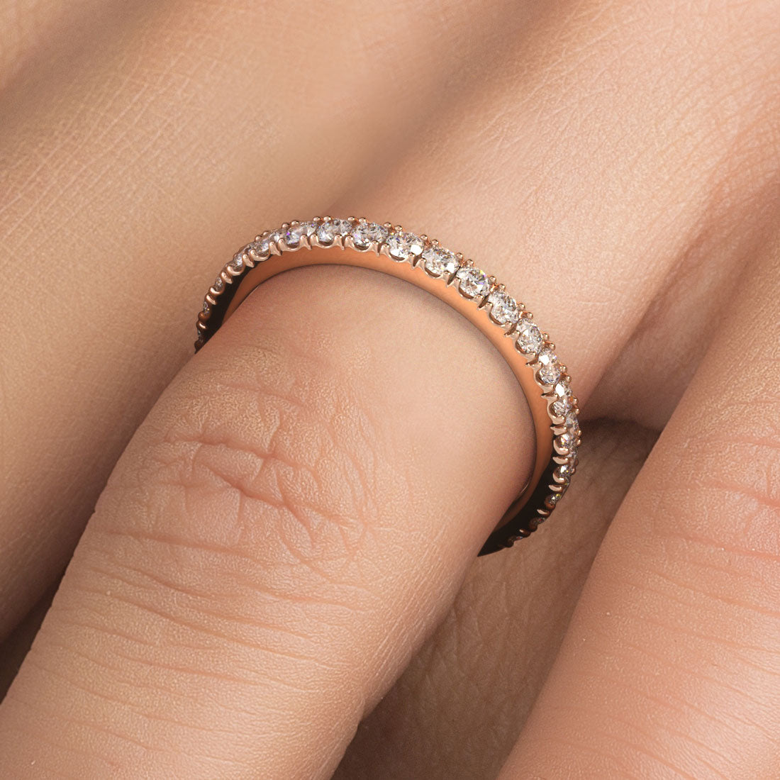2mm Diamond Wedding Band Ring Anniversary Ring 0.50ctw 14k Rose Gold
