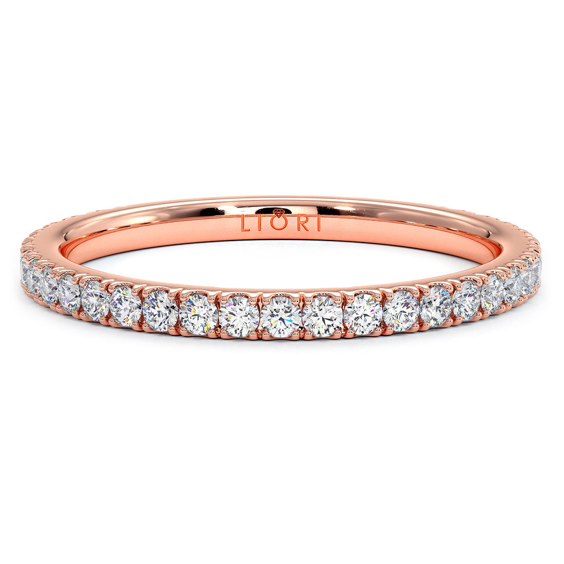 1.7mm Diamond Wedding Band Ring Anniversary Ring 0.35ctw 14k Rose Gold