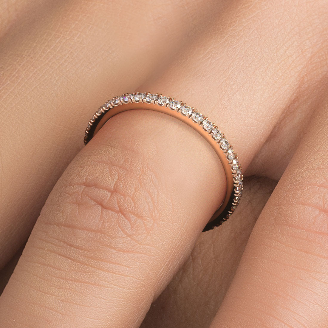 1.7mm Diamond Wedding Band Ring Anniversary Ring 0.35ctw 14k Rose Gold