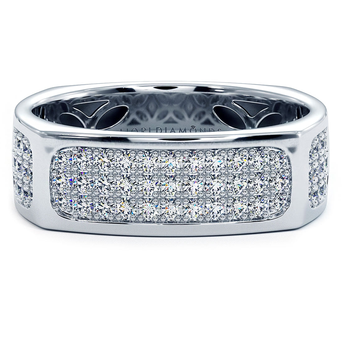 1.05ctw Mens Pave Diamond  Wedding Band Ring set in 14k White Gold Men Ring
