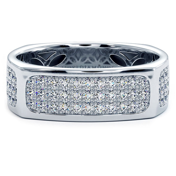 1.05ctw Mens Pave Diamond  Wedding Band Ring set in 14k White Gold Men Ring