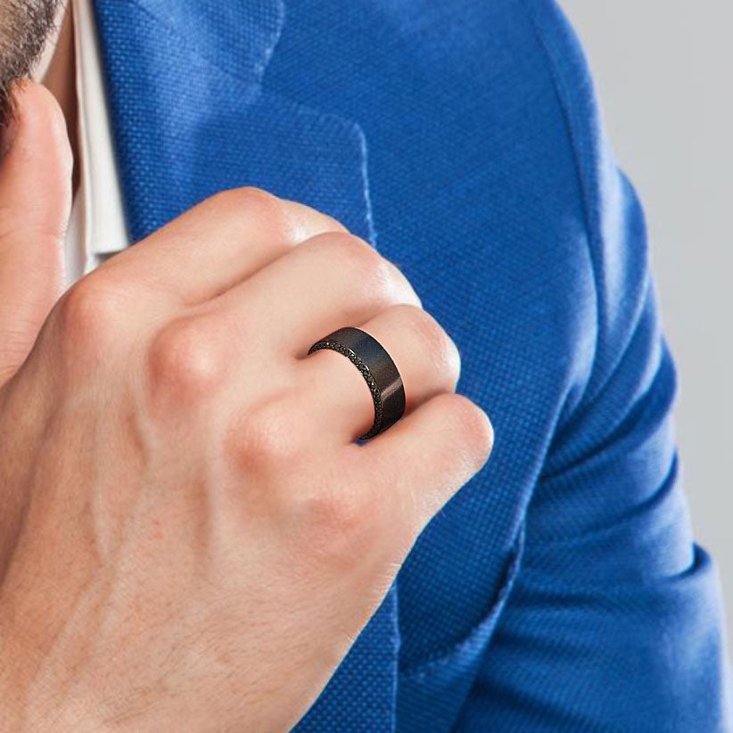 2.50ctw Natural Black Diamond Wedding Band Ring Anniversary Ring 14k Black Gold