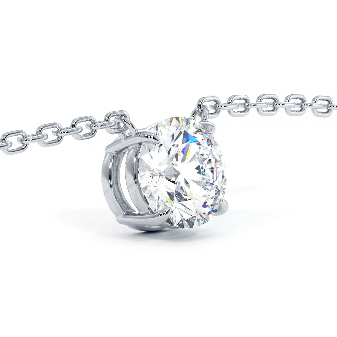 0.50 Carat Round Brilliant Solitaire Diamond Pendant Set In 14k White Gold