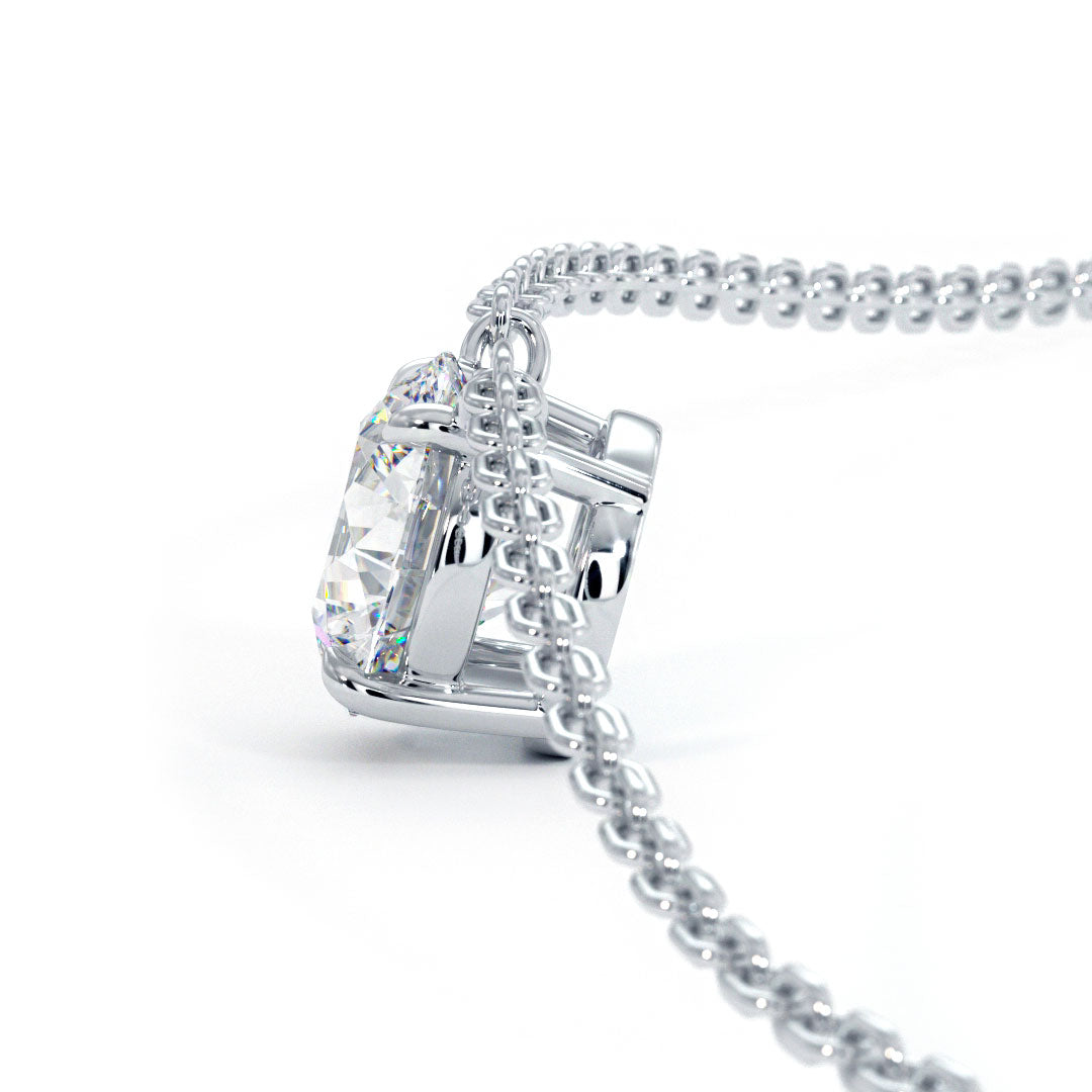 0.50 Carat Round Brilliant Solitaire Diamond Pendant Set In 14k White Gold