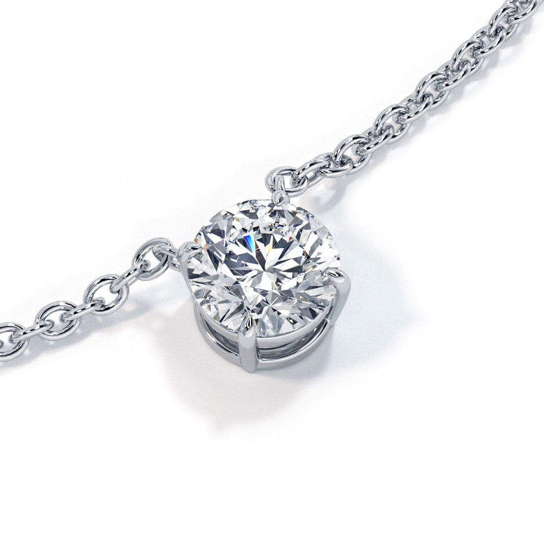 0.50 Carat Round Brilliant Solitaire Diamond Pendant Set In 14k White Gold