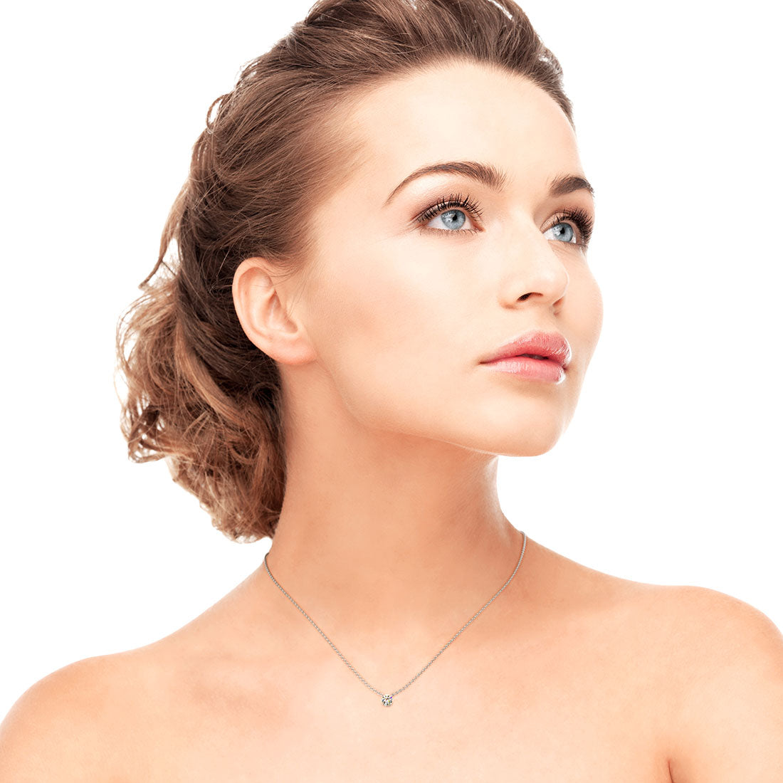 0.50 Carat Round Brilliant Solitaire Diamond Pendant Set In 14k White Gold