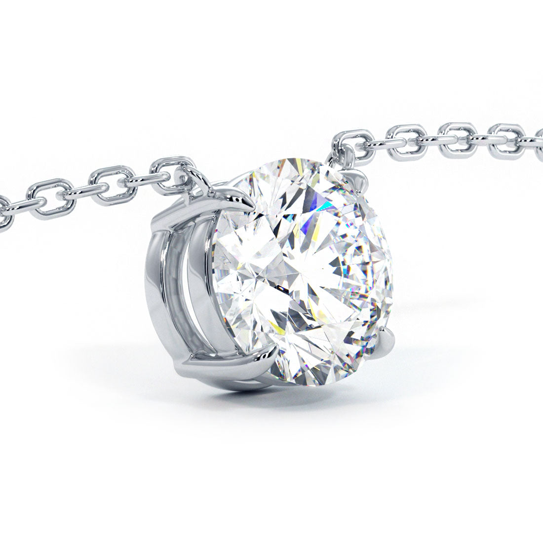 1 Carat Round Brilliant Solitaire Diamond Pendant Set In 14k White Gold