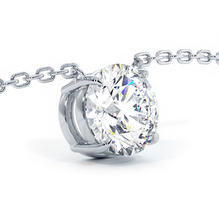 1 Carat Round Brilliant Solitaire Diamond Pendant Set In 14k White Gold