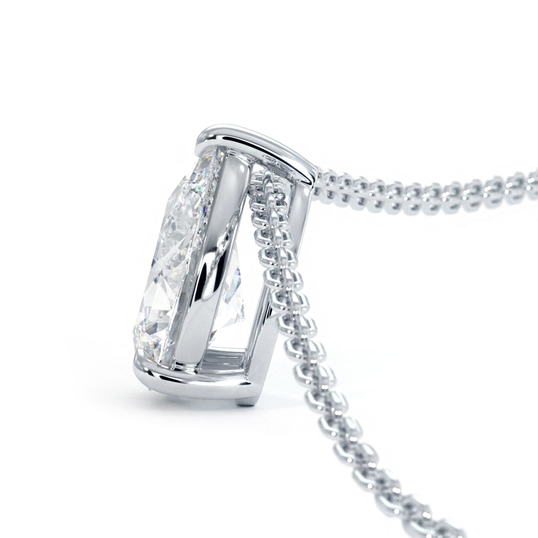 1.00 Carat Pear Shape Solitaire Diamond Pendant Set In 14k White Gold