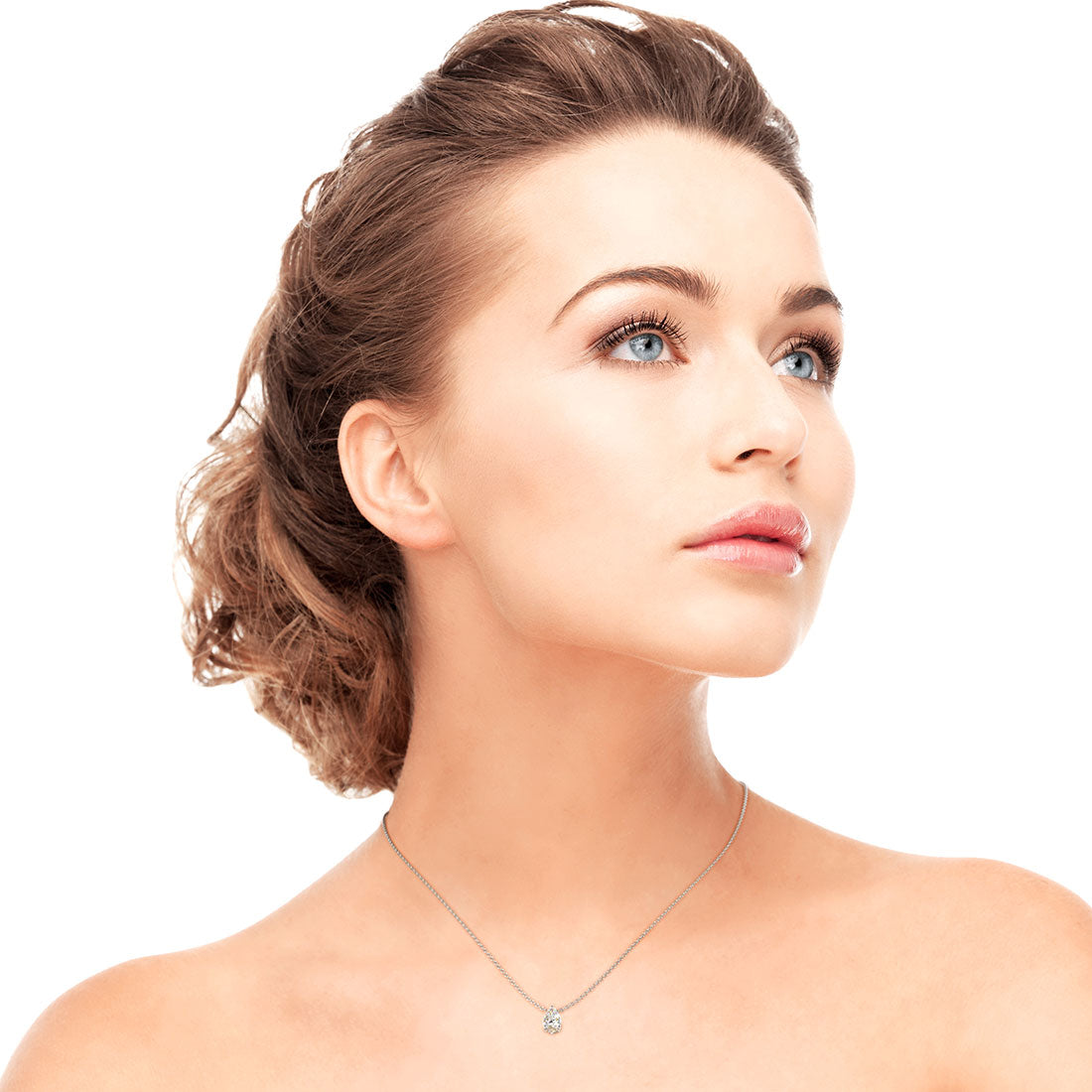 1.00 Carat Pear Shape Solitaire Diamond Pendant Set In 14k White Gold