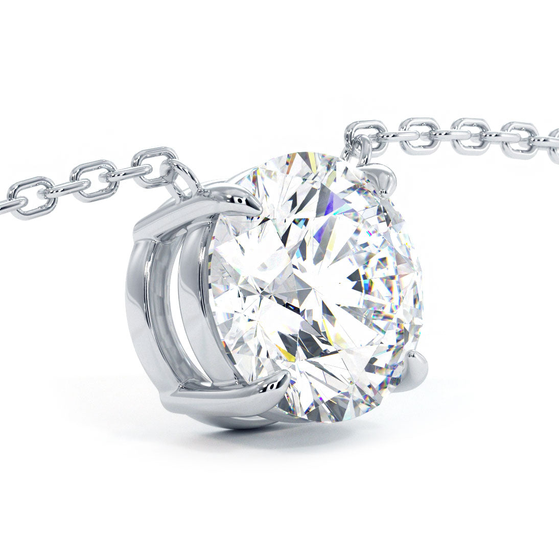 1.5 Carat Round Brilliant Solitaire Diamond Pendant Set In 14k White Gold