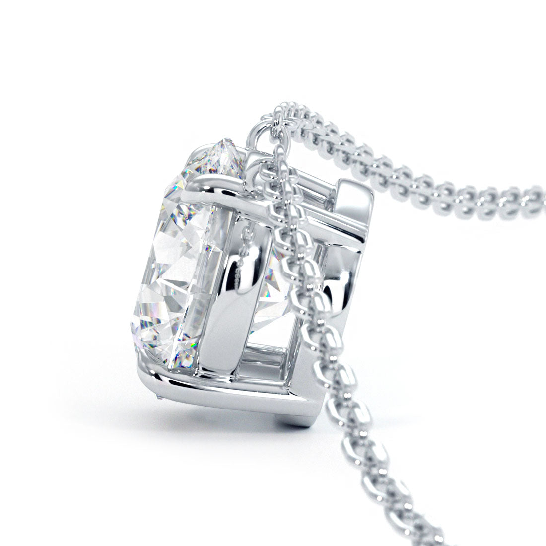 1.5 Carat Round Brilliant Solitaire Diamond Pendant Set In 14k White Gold