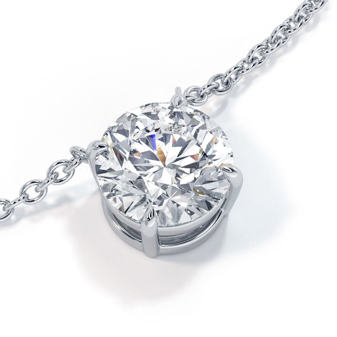 1.5 Carat Round Brilliant Solitaire Diamond Pendant Set In 14k White Gold