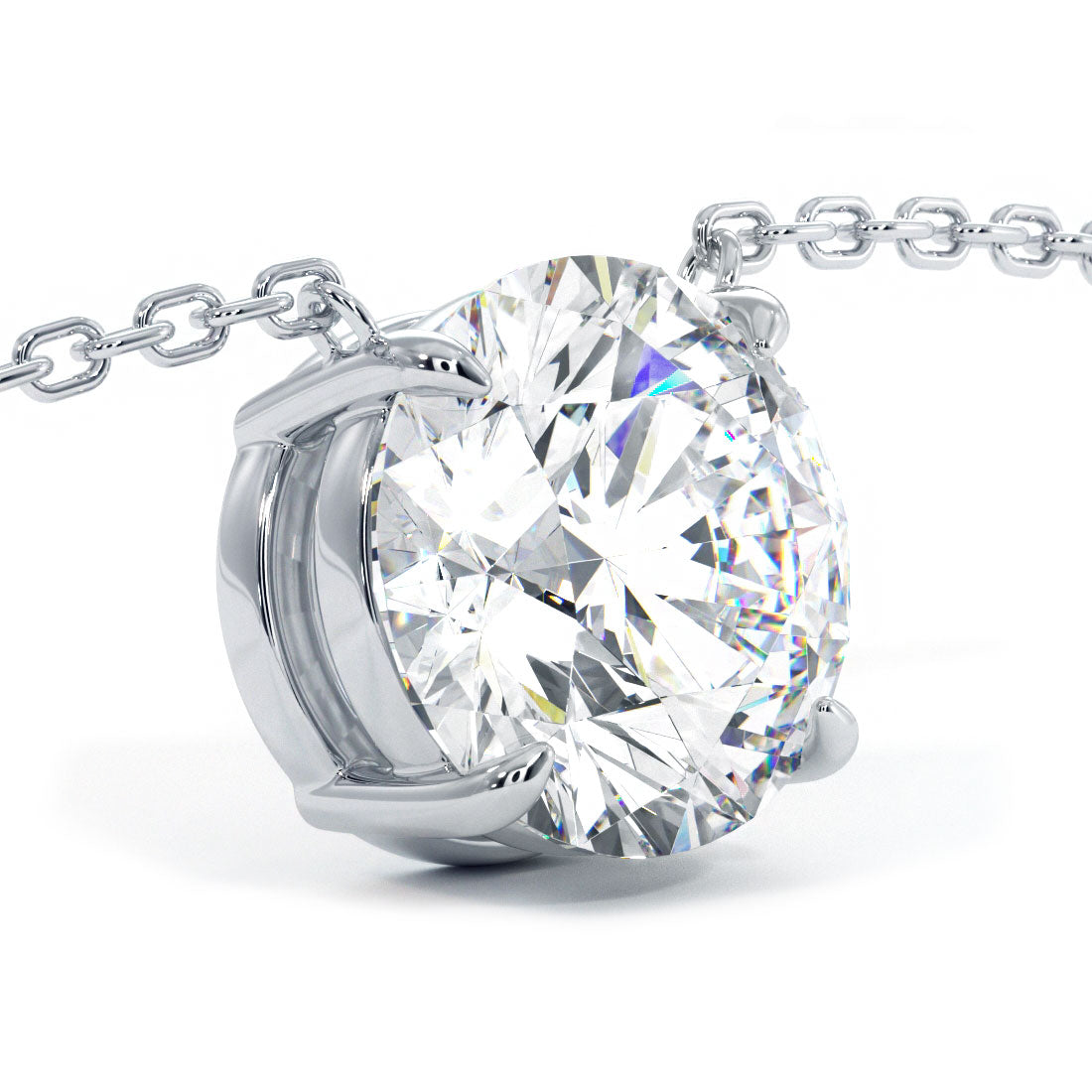2 Carat Round Brilliant Solitaire Diamond Pendant Set In 14k White Gold
