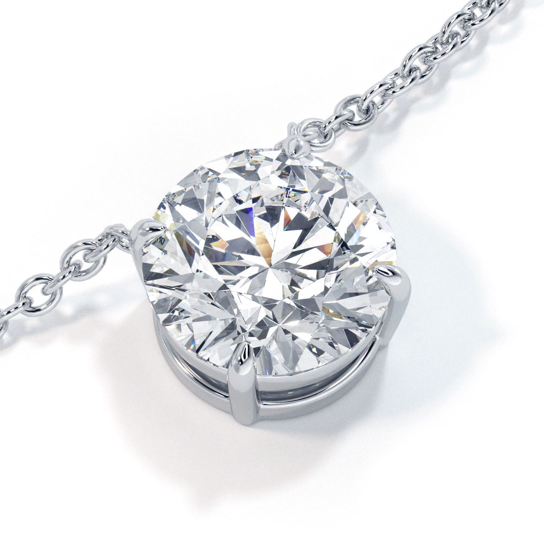 2 Carat Round Brilliant Solitaire Diamond Pendant Set In 14k White Gold