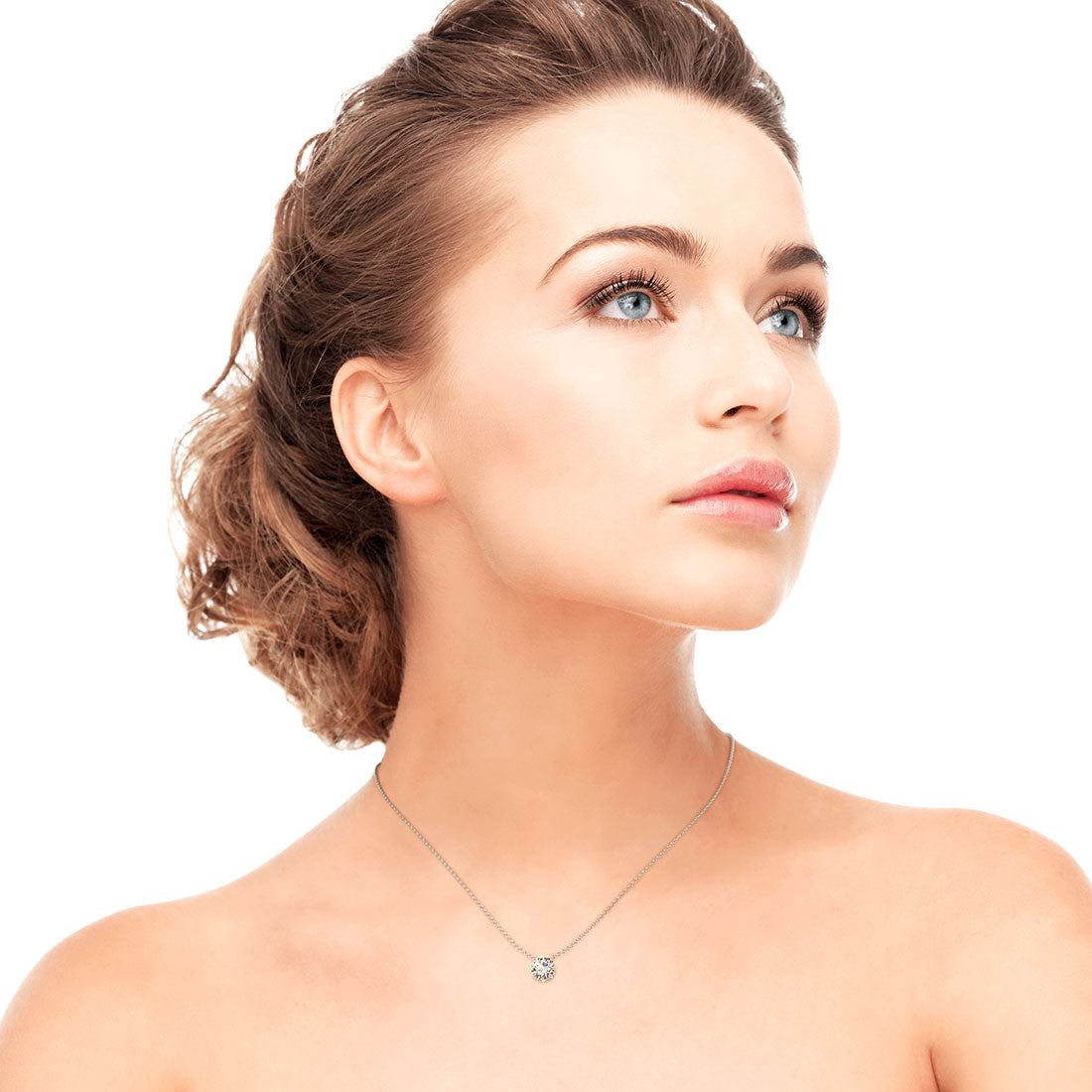 2 Carat Round Brilliant Solitaire Diamond Pendant Set In 14k White Gold