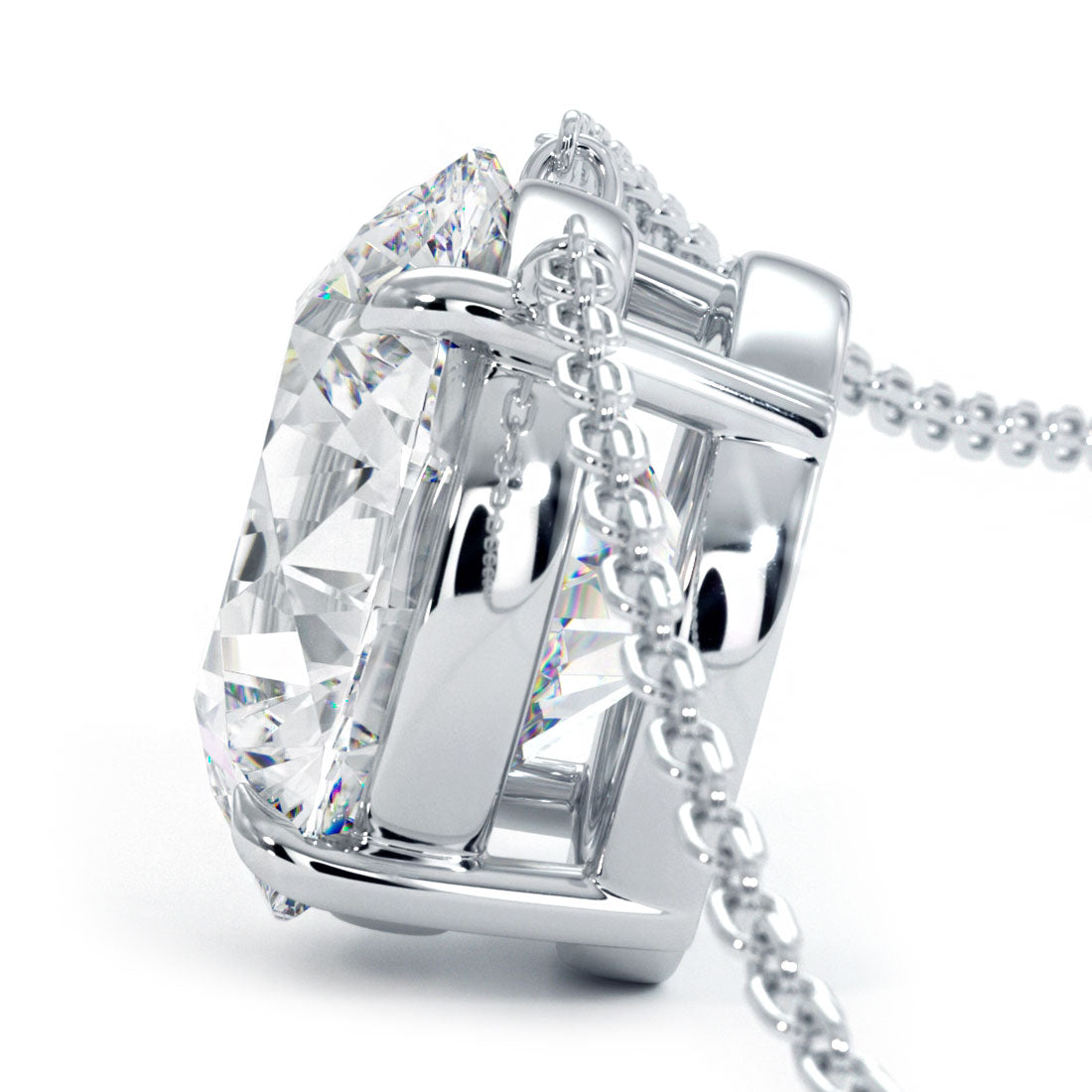 3 Carat Round Brilliant Solitaire Diamond Pendant Set In 14k White Gold