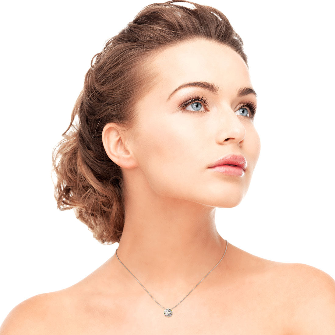 3 Carat Round Brilliant Solitaire Diamond Pendant Set In 14k White Gold