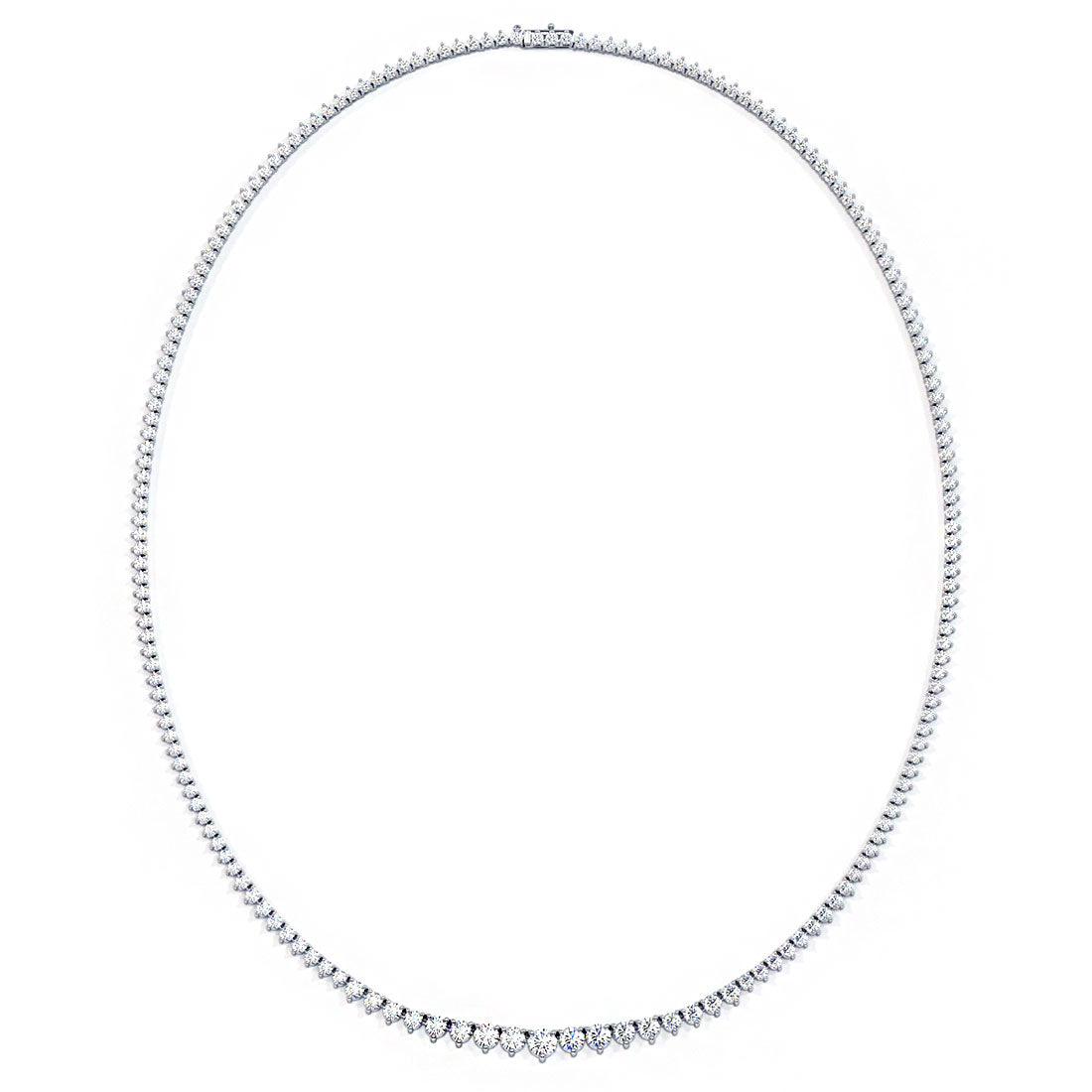 7.50ctw Round Brilliant Graduated Diamond Eternity Tennis Necklace Set in 14k White Gold