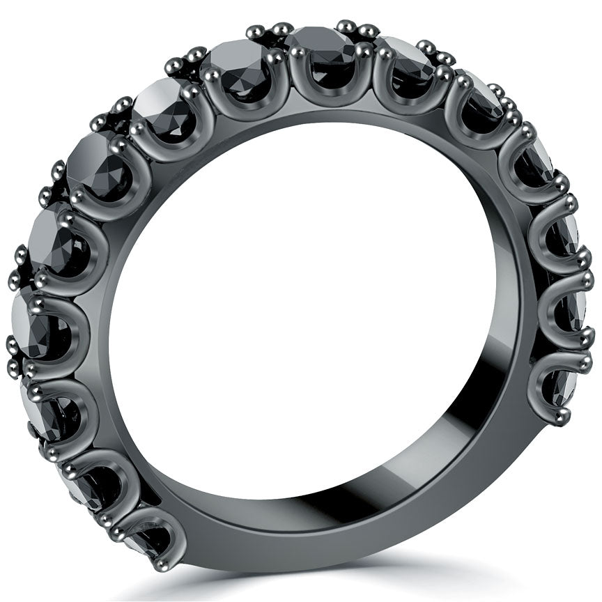 2.25ctw Fancy Black Diamond Wedding Band Anniversary Ring 14k Black Gold