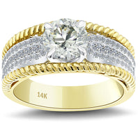 1.82 Carat H-I1 Certified Natural Round Diamond Engagement Ring 14k Yellow Gold