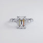 4.19ctw GIA Certified Emerald Cut Alternating Round & Marquise Lab Grown Diamond Engagement Ring set in 14k White Gold