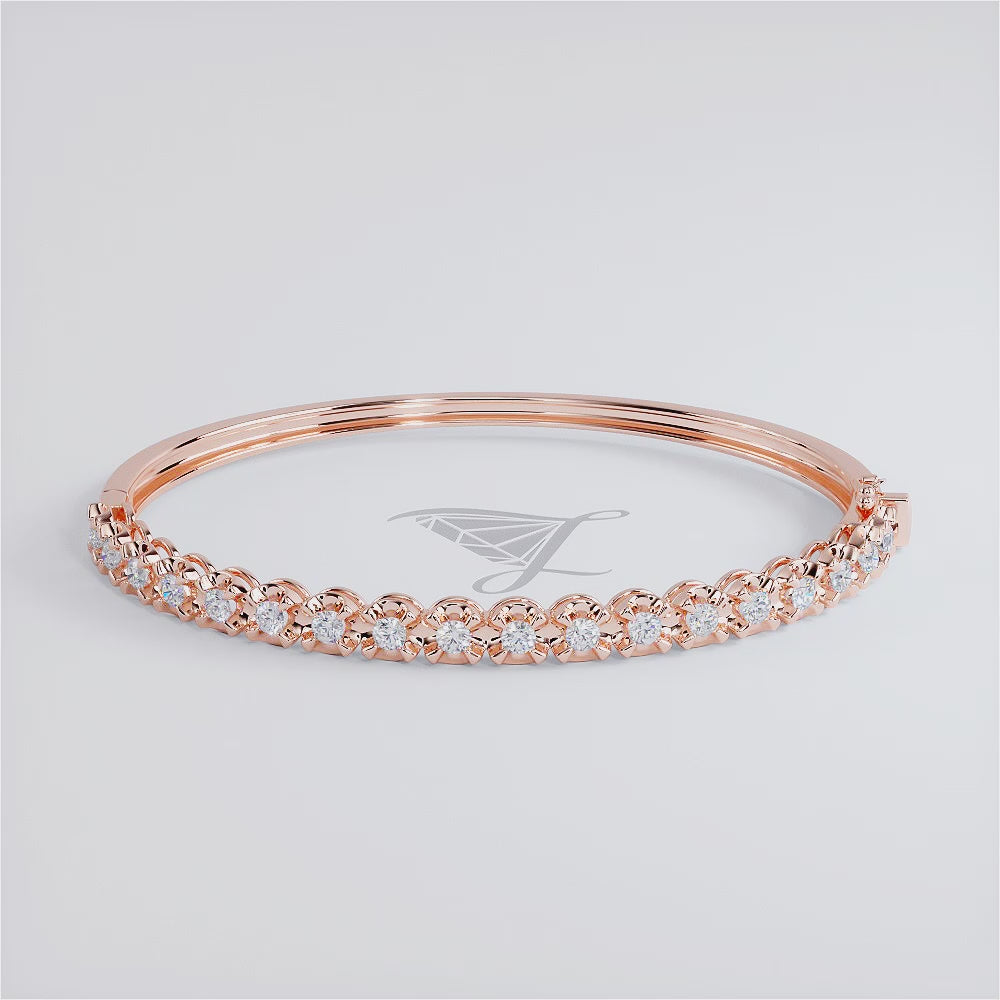 1.25ctw Round Brilliant Buttercup Diamond Bangle Bracelet set in 14k Rose Gold