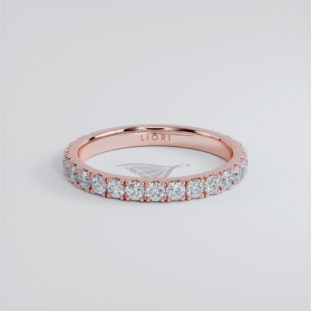 2.3mm Diamond Wedding Band Ring Anniversary Ring 0.75ctw 14k Rose Gold