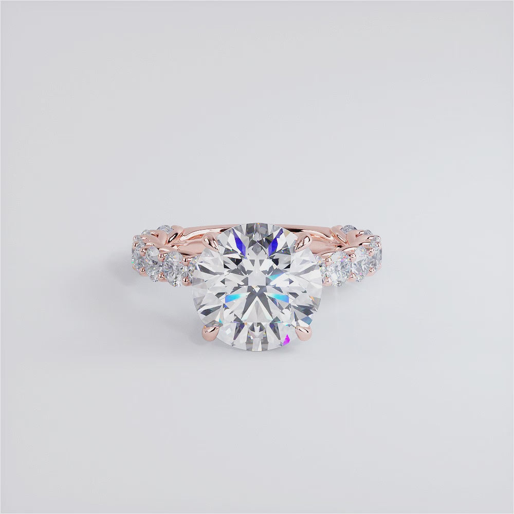 4.80ctw Round Brilliant F-VS1 Lucida set Lab Grown Diamond Engagement Ring 14k Rose Gold